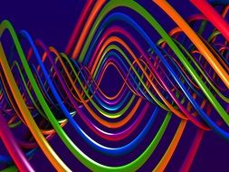 colorful helix curves, 3d render