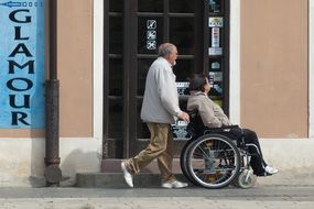 sick man in a wheelchair