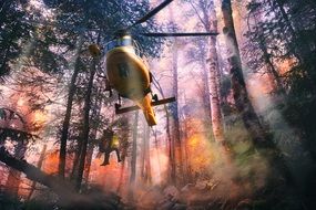 helicopter flying to rescur someone in a emergency