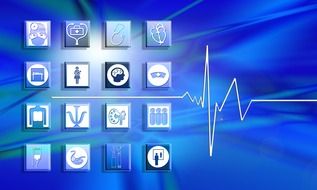 heart curve and medical icon drawing
