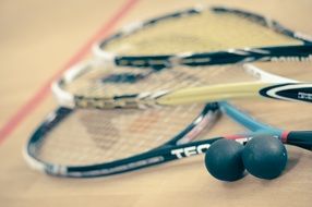 squash racket and ball