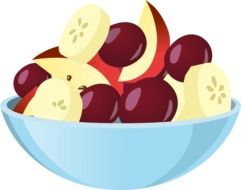 fruit bowl with bananas, cherries, and apples