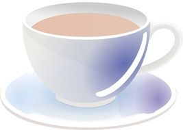 big white cup of tea on a saucer