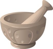 drawing of a mortar and pestle