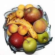 fruit plate with overripe bananas