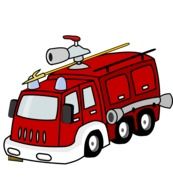 painted red fire engine on a white background