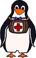 penguin red cross animal barrel