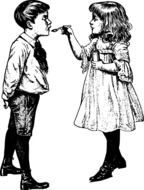 children with medicinal syrup as a graphic illustration