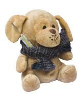 plush dog with thermometer