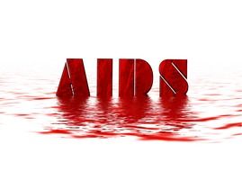 aids, red letters on bloody background