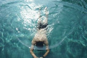 man under water