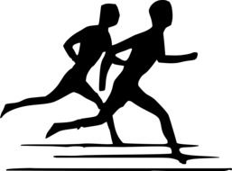 drawn two black silhouettes of runners