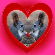 valentine heart with squirrel,