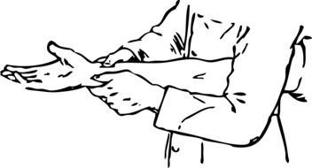 doctor examine arm pulse drawing
