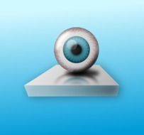 painted eyeball on a blue background