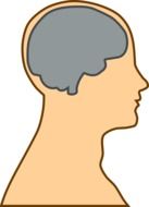 drawn silhouette of a man with a brain