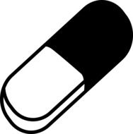 black and white pill on a white background