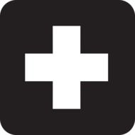 black first aid sign