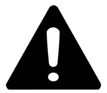 black warning sign with exclamation mark