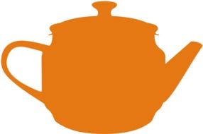orange silhouette of a teapot