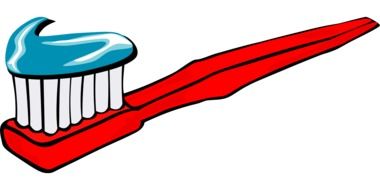 red toothbrush blue toothpaste hygiene drawing