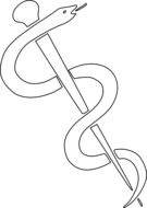 rod of asclepius on a white background