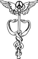 aesculapian staff rod asclepius drawing