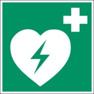 green defibrillator sign