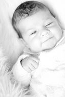 little cute baby black and white photo face boy