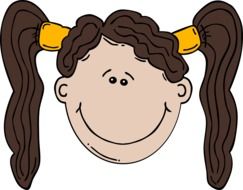 Smiling brunette girl with the ponytails as a clipart