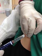 Doctor is using the syringe