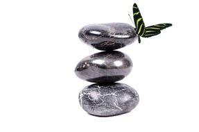 pile of pebbles on a white background