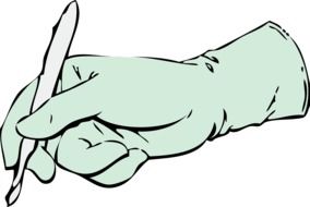 drawn hand with a scalpel