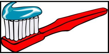 toothpaste red blue drawing