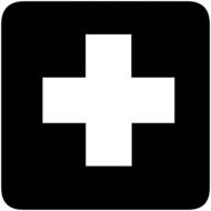 white cross on black background
