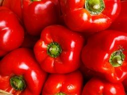 fresh red pepper on the counter in the market