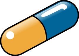 clipart of yellow-blue pill on a white background