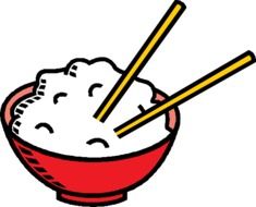 drawing of bowl of rice with chopsticks