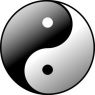 yin yang sign black and white drawing