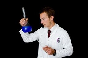 chemist with flask