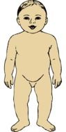 naked baby on a white background