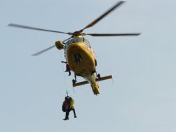 rescue from the mountains by helicopter