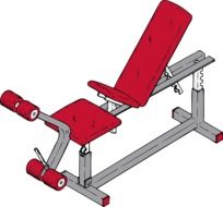 bench red gym drawing