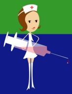 painted nurse with a large syringe