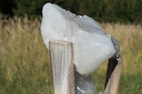 salt lick in a wooden frame