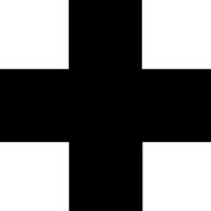 black medical cross on a white background