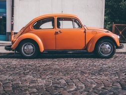 vintage orange retro car