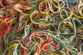 multi-colored embroidery threads