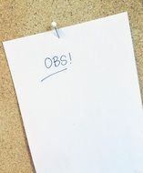 obs, note on pinned white paper