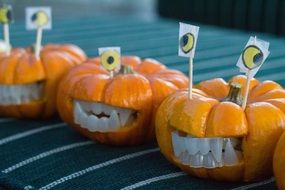 pumpkin with teeth and eyes for halloween